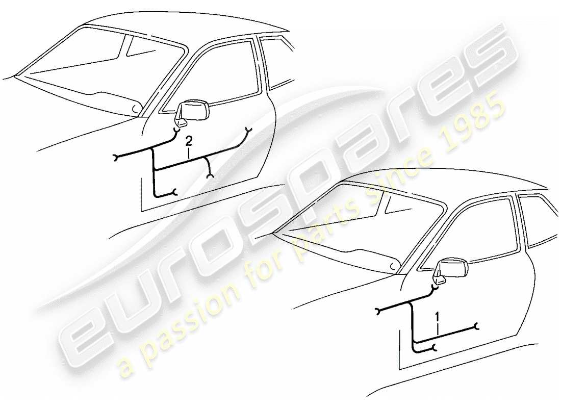 porsche 944 (1988) wiring harnesses - doors part diagram