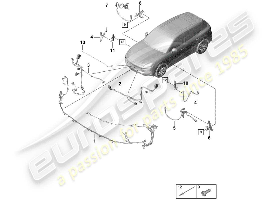 porsche cayenne e3 (2019) wiring harnesses part diagram