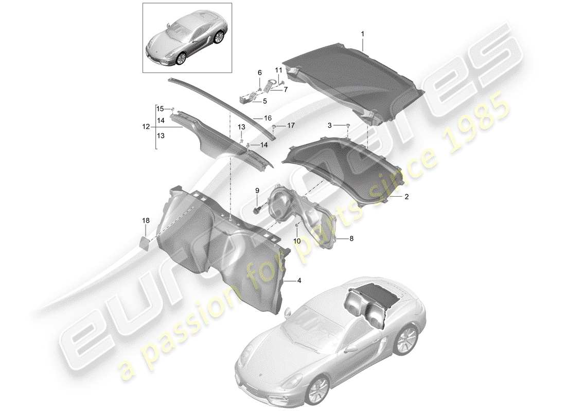 porsche cayman 981 (2015) trims part diagram