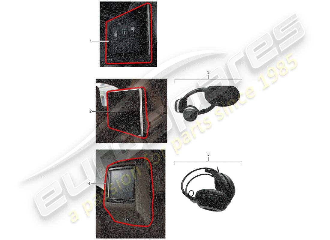 porsche tequipment cayenne (2003) rear seat entertainment system part diagram