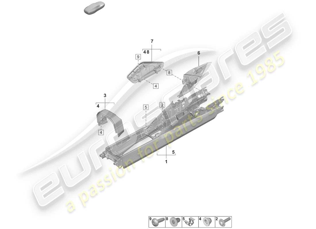 porsche 2020 center console part diagram