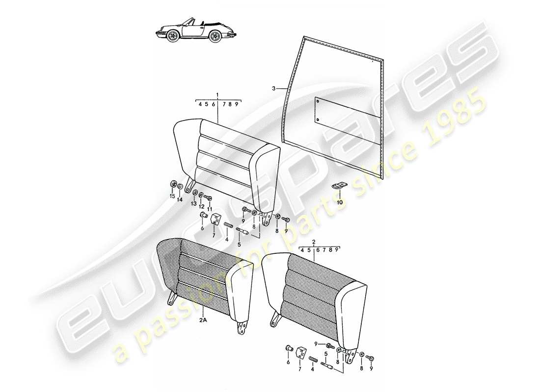 porsche seat 944/968/911/928 (1993) emergency seat backrest - - d - mj 1985>> - mj 1986 part diagram