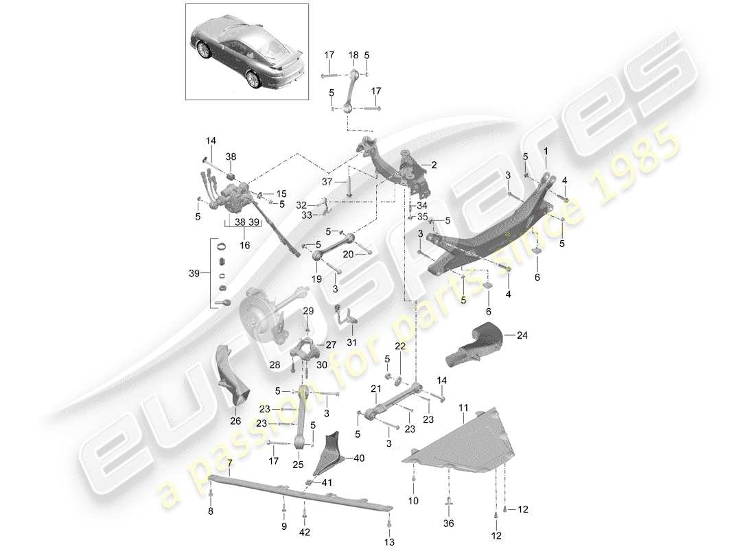 porsche 991r/gt3/rs (2019) cross member part diagram