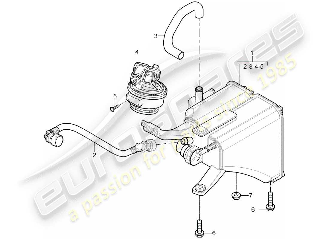 porsche cayenne (2006) evaporative emission canister part diagram