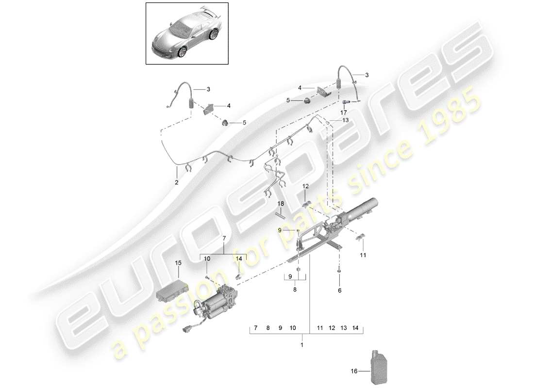 porsche 991r/gt3/rs (2017) adaptive suspension part diagram