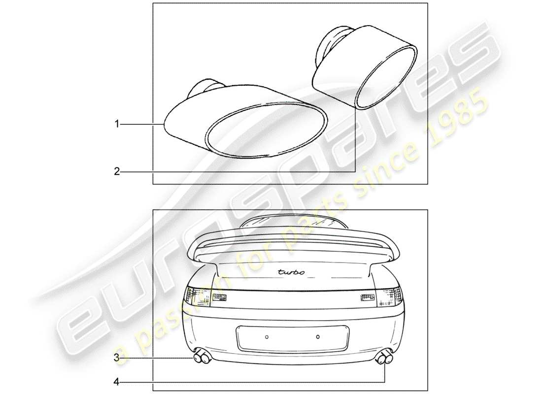 porsche 993 (1998) tail pipe - sport - d - mj 1995>> - mj 1998 part diagram