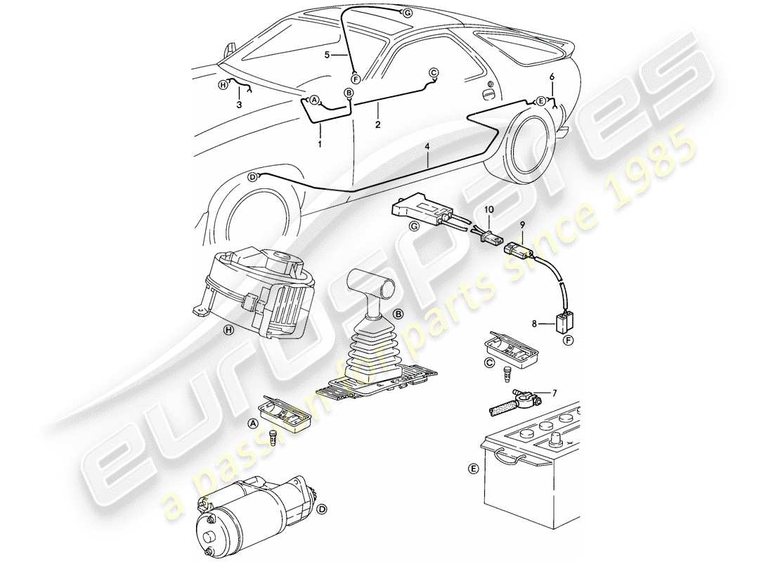 porsche 928 (1984) harness - passenger compartment part diagram