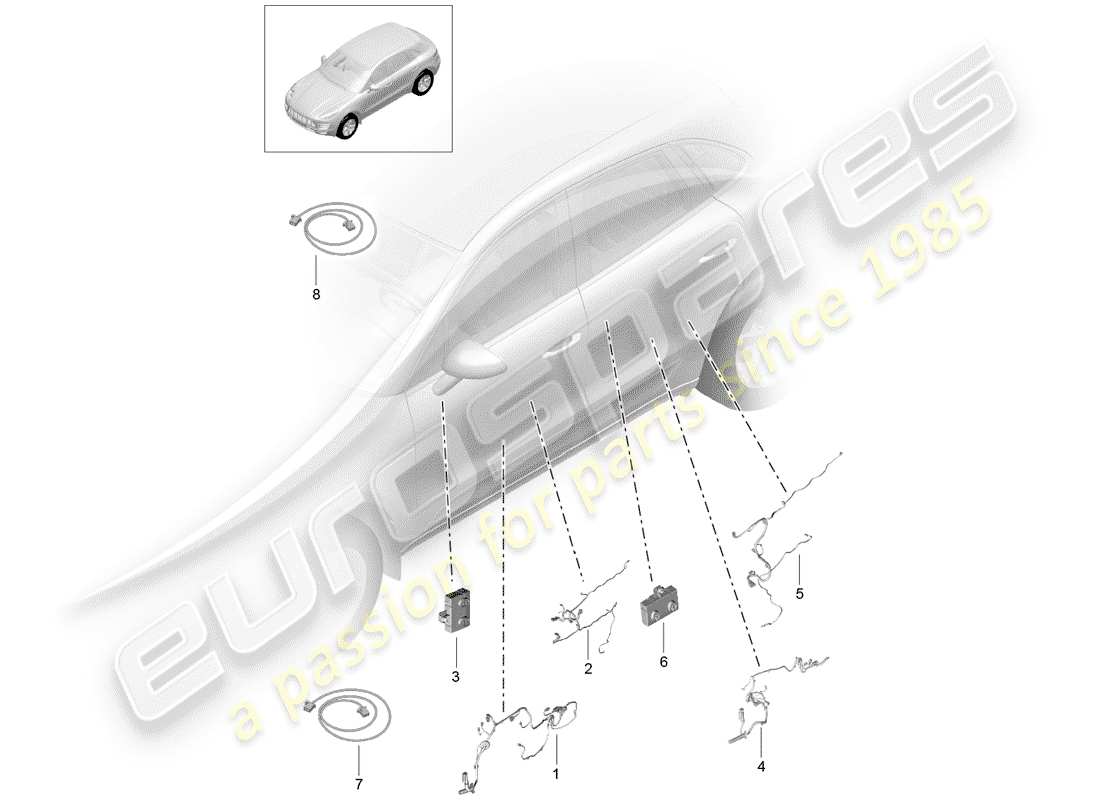 porsche macan (2014) harness part diagram