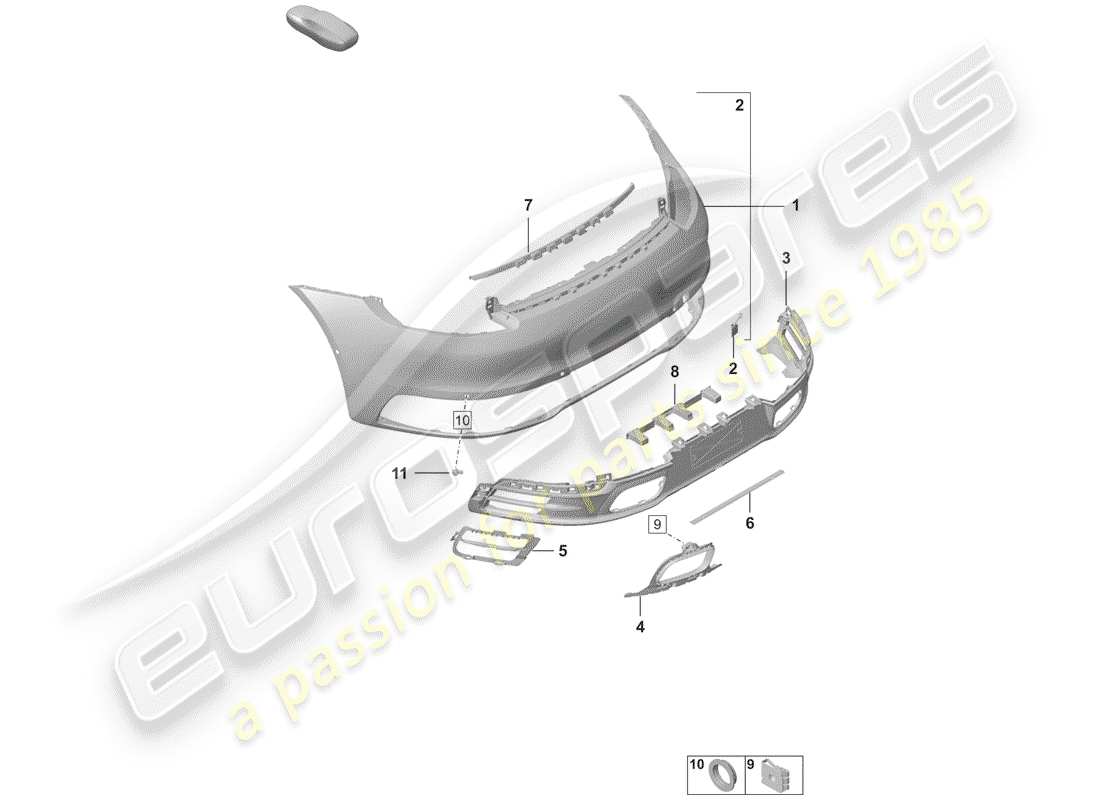 porsche 2019 bumper part diagram