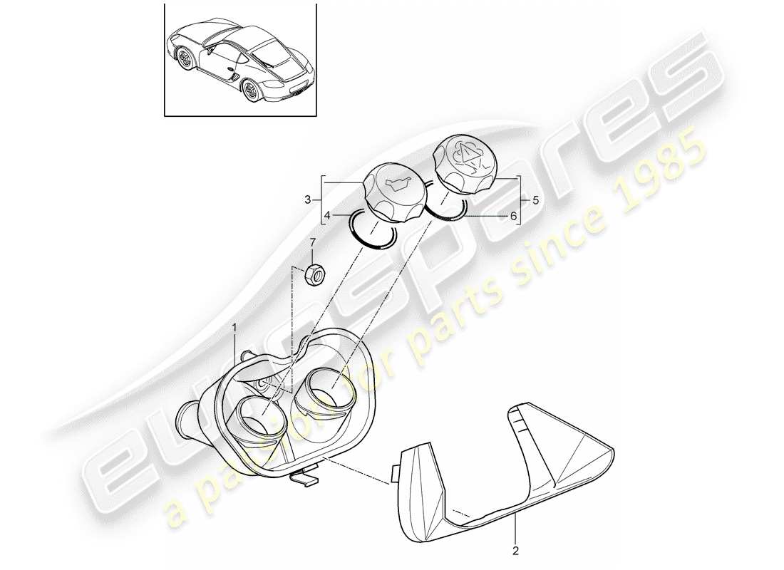 porsche cayman 987 (2010) water cooling 4 part diagram