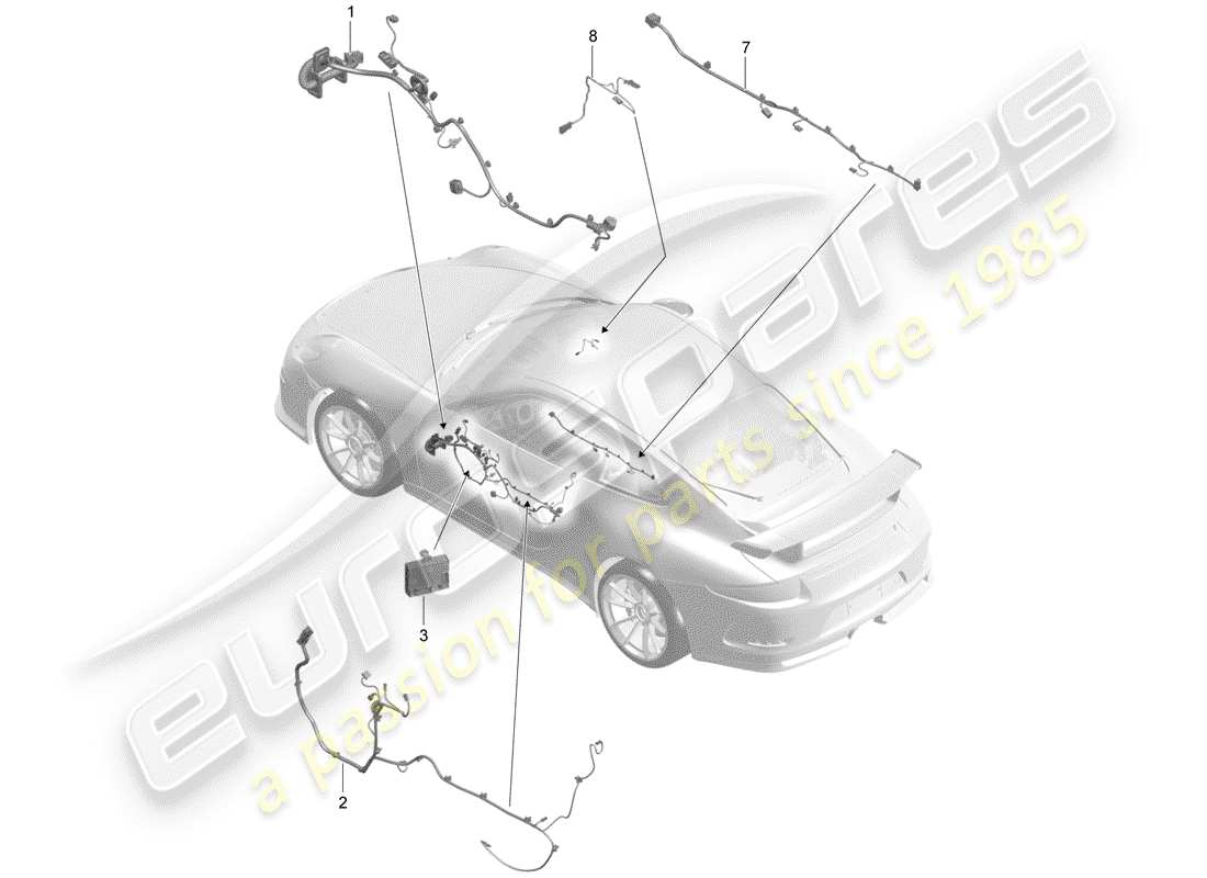 porsche 991r/gt3/rs (2018) wiring harnesses part diagram