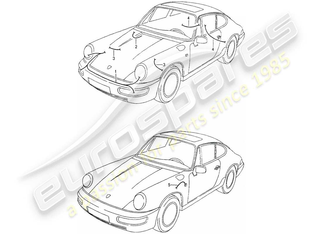 porsche 964 (1993) wiring harnesses - headlamp - anti-locking brake syst. -abs- part diagram