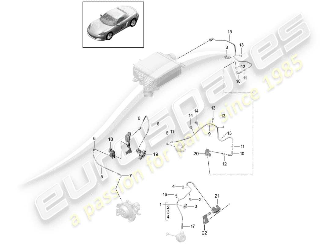 porsche 718 boxster (2017) control line part diagram