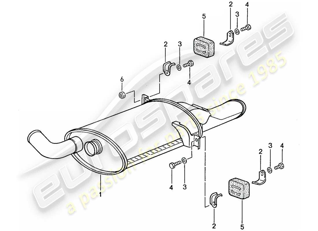 porsche 928 (1987) exhaust system - muffler - exhaust part diagram