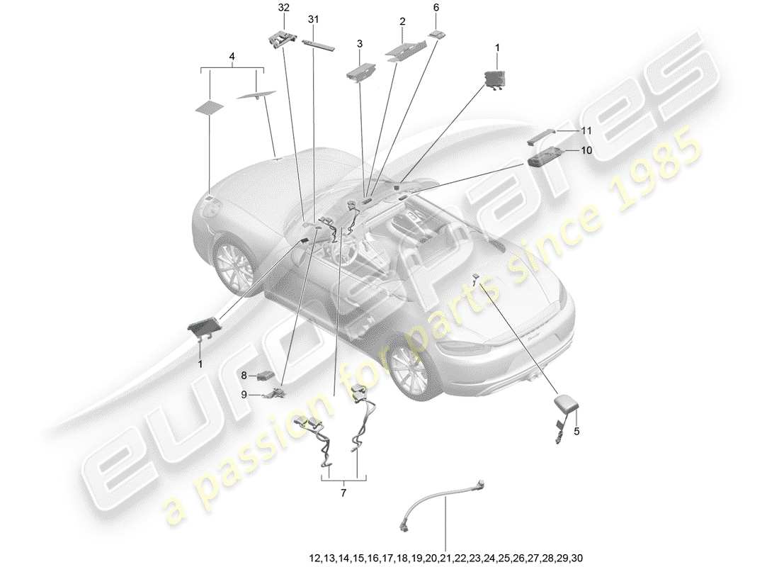 porsche 718 boxster (2017) antenna part diagram