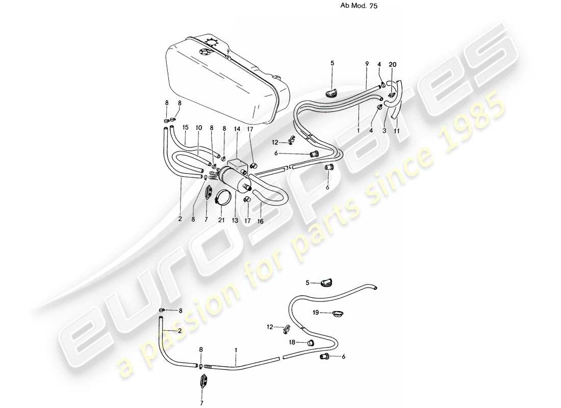 porsche 914 (1974) fuel line - d - mj 1975>> part diagram