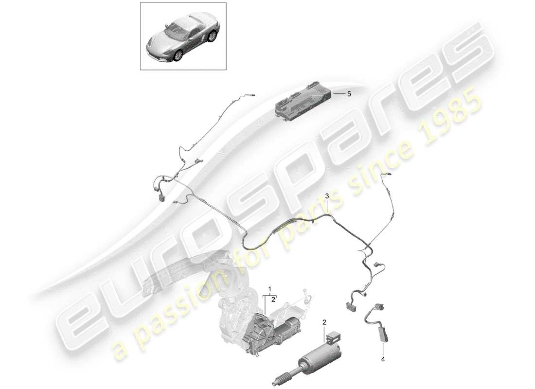 porsche 718 boxster (2017) top stowage box part diagram