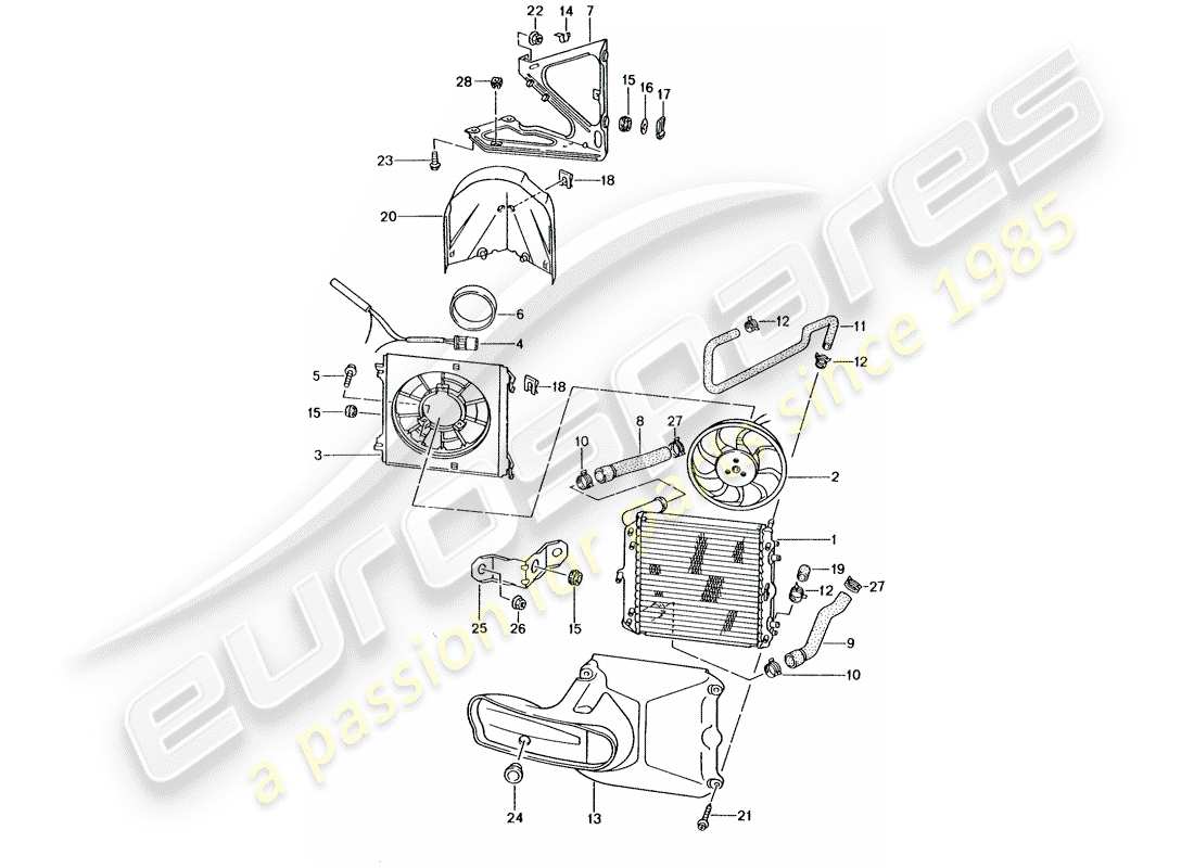 porsche boxster 986 (2004) water cooling part diagram