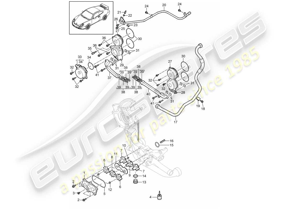 porsche 997 gt3 (2011) oil supply part diagram