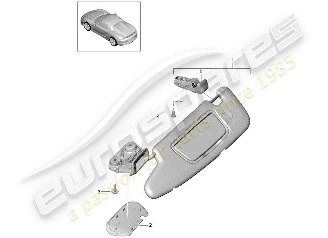 porsche boxster spyder (2016) sun vizors part diagram