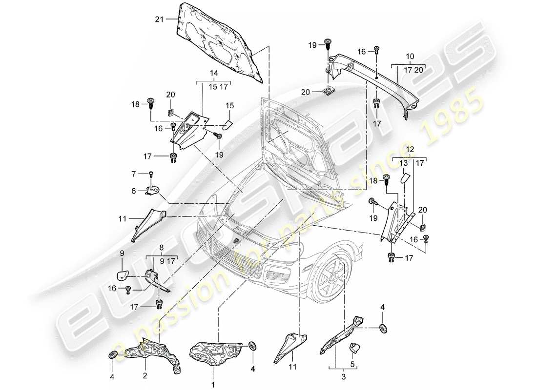 porsche cayenne (2010) sound absorber part diagram