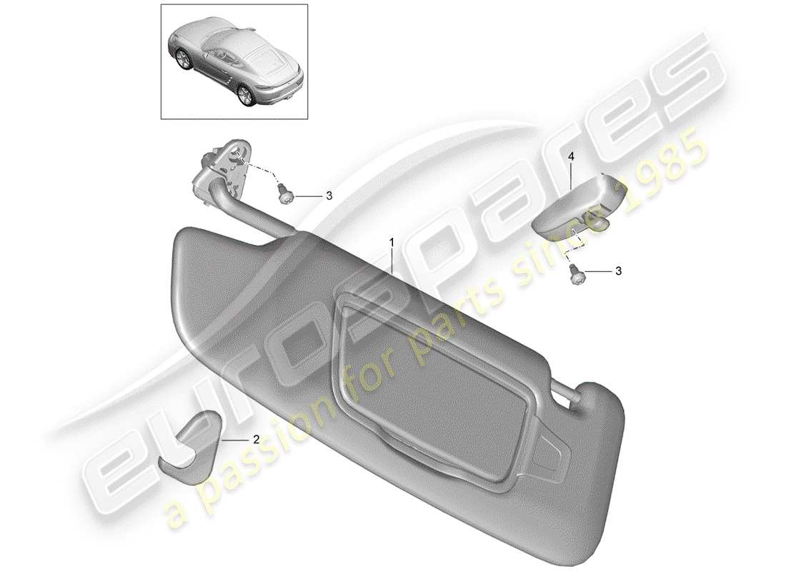 porsche 718 cayman (2017) sun vizors part diagram