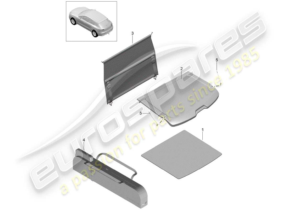 porsche macan (2018) cover for trunk part diagram