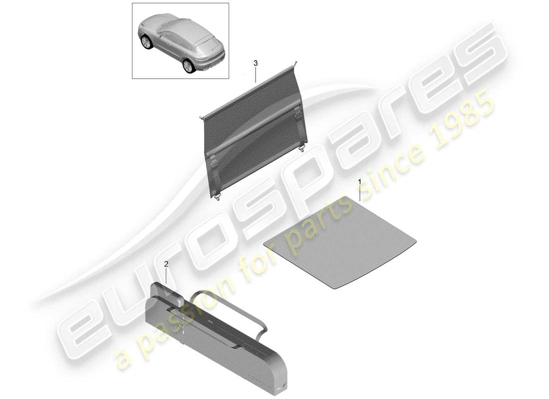 porsche macan (2019) luggage compartment mat part diagram