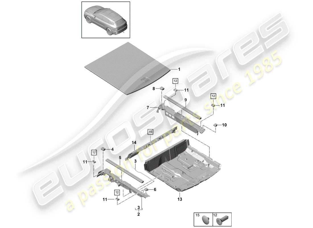 porsche cayenne e3 (2018) lining part diagram