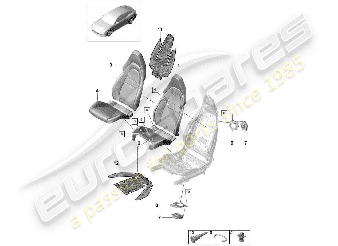 porsche panamera 971 (2019) foam part part diagram