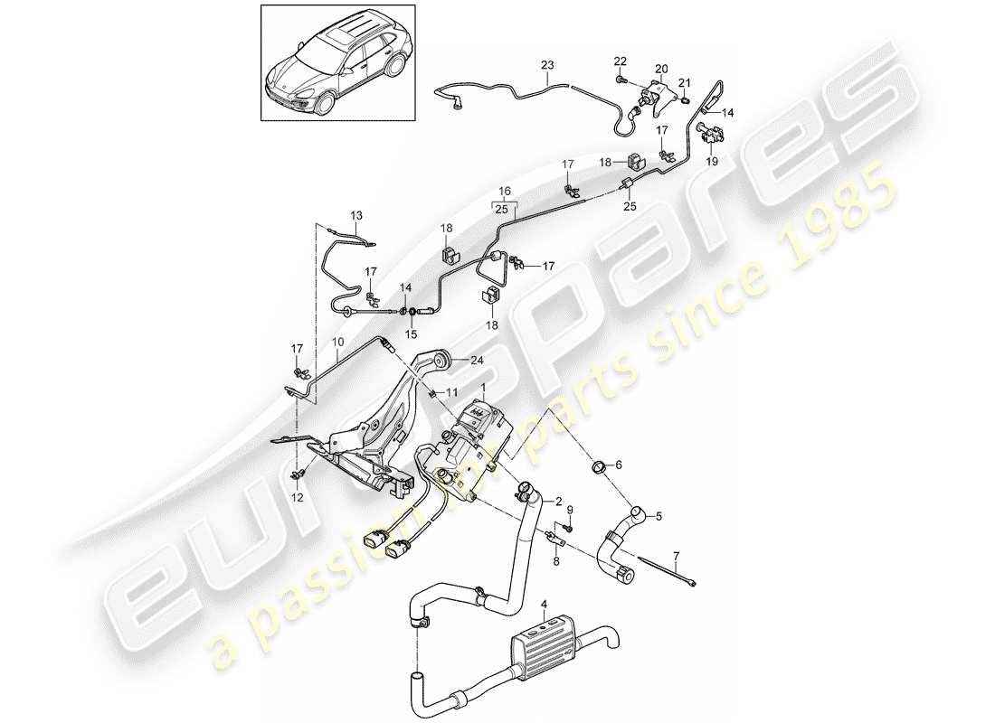 porsche cayenne e2 (2018) additional heater part diagram