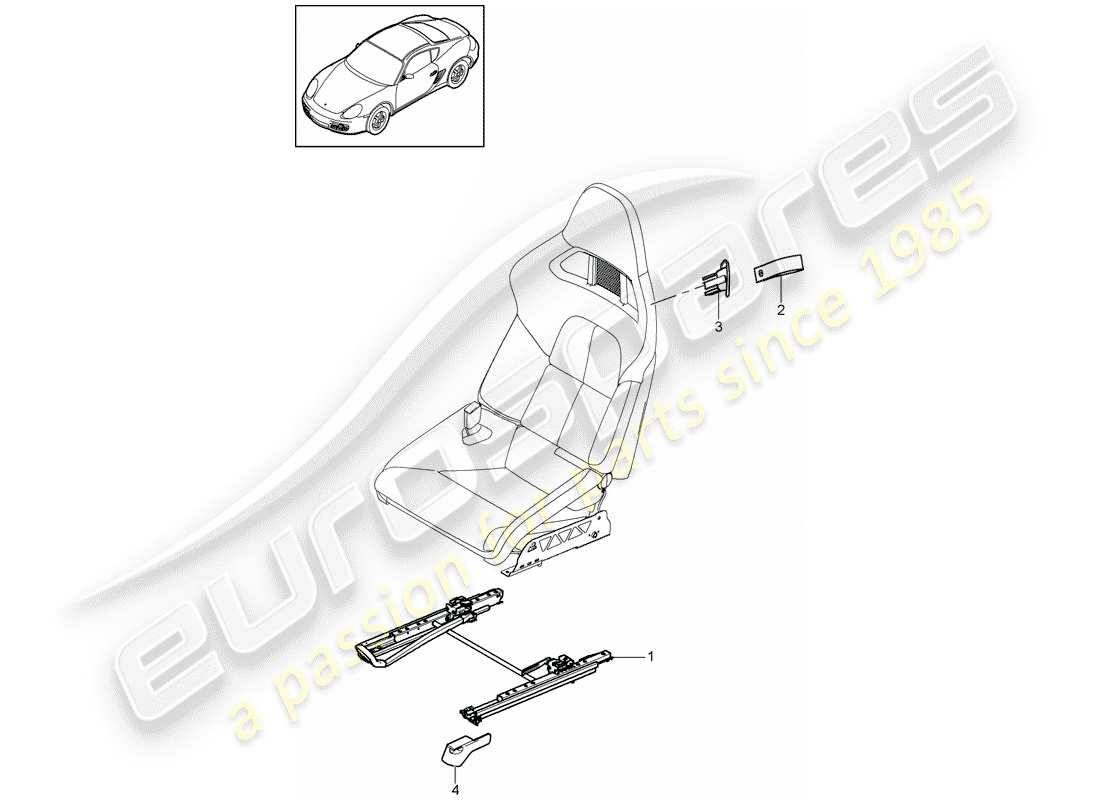 porsche cayman 987 (2009) seat part diagram