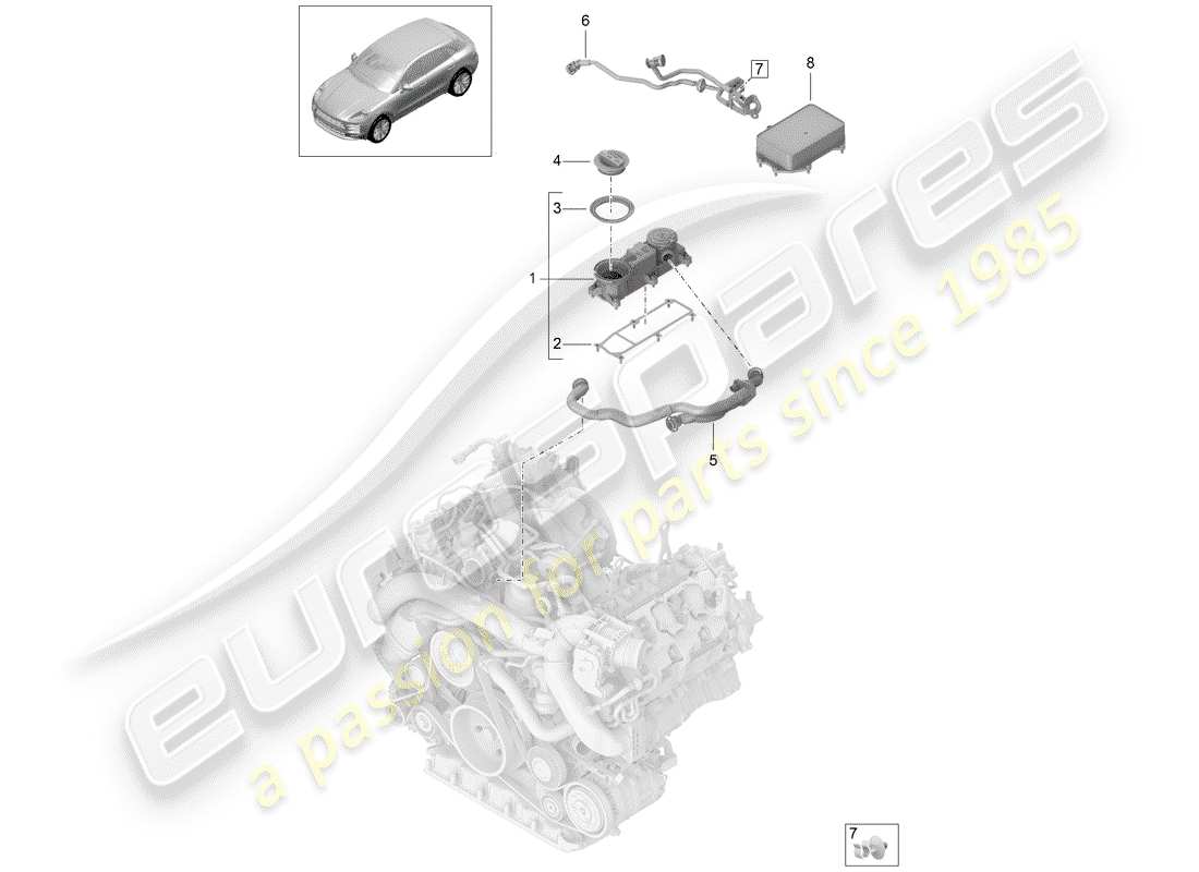 porsche macan (2019) ventilation for cylinder block part diagram