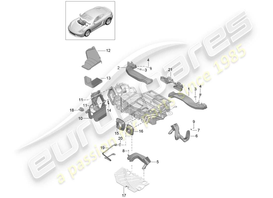 porsche 718 cayman (2020) air duct part diagram