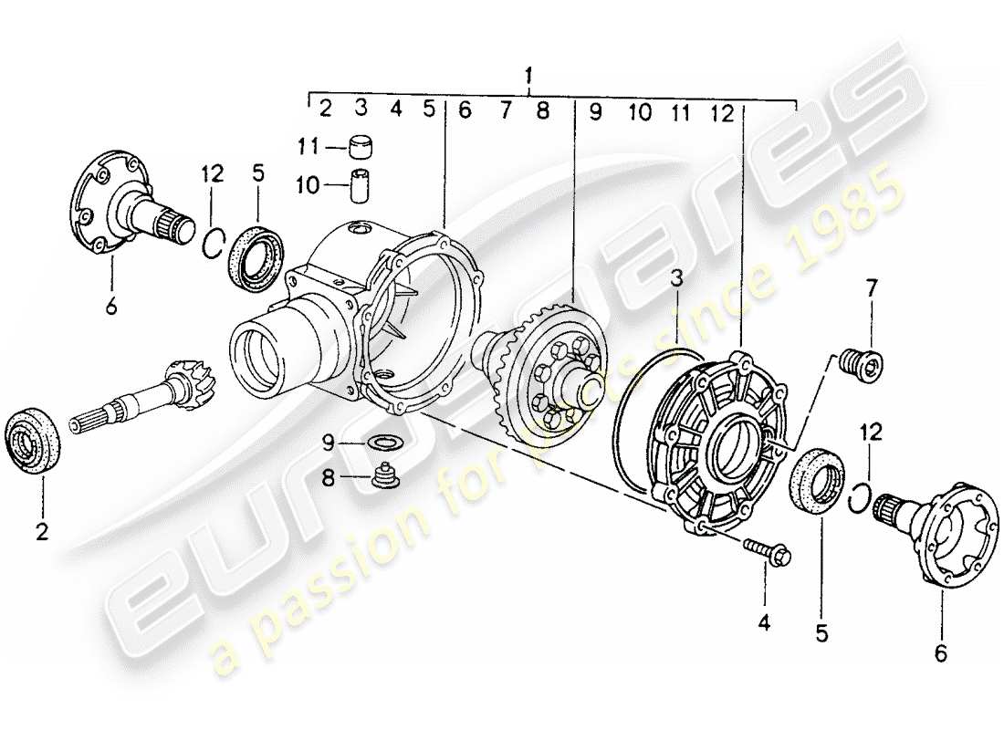 porsche 993 (1998) front axle differential - - - d - mj 1995>> part diagram