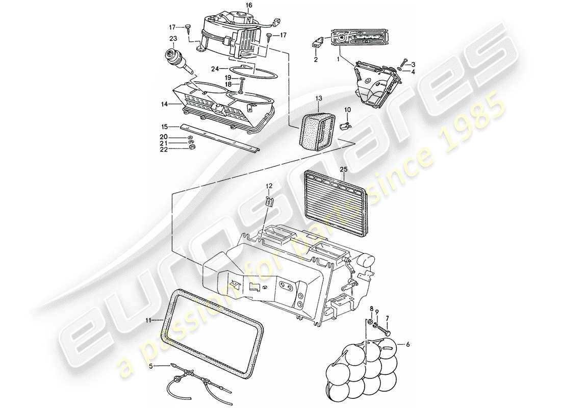 porsche 928 (1992) automatic air conditioner - control switch - lines - air duct part diagram