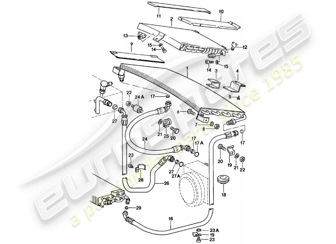 porsche 911 (1982) capacitor - refrigerant line - accessories and others part diagram