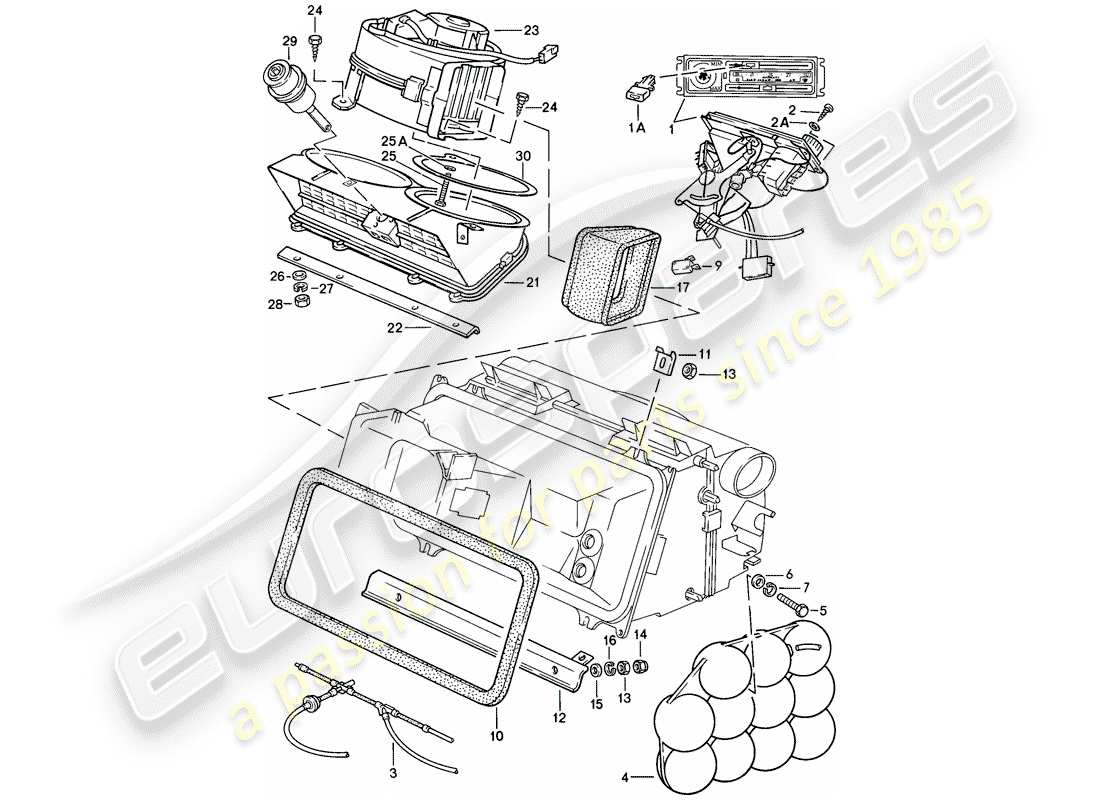 porsche 928 (1983) control switch - fan - blower housing part diagram