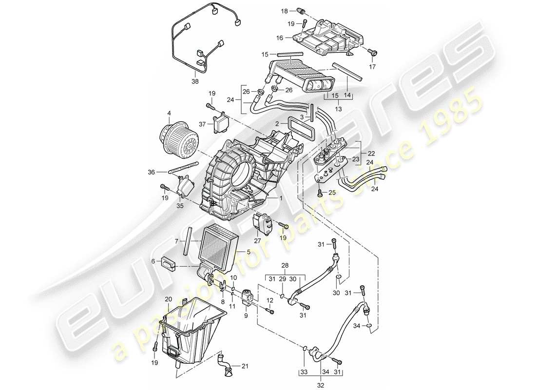 porsche cayenne (2006) heater part diagram