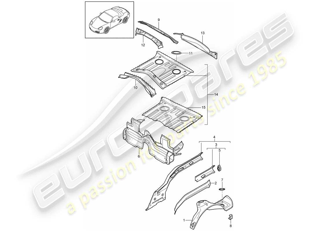 porsche boxster 987 (2010) rear end part diagram