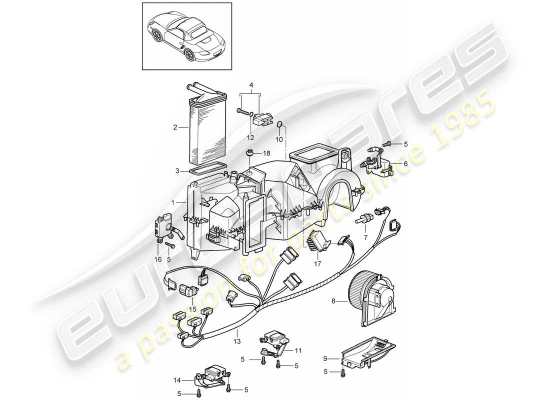 porsche boxster 987 (2010) air conditioner part diagram