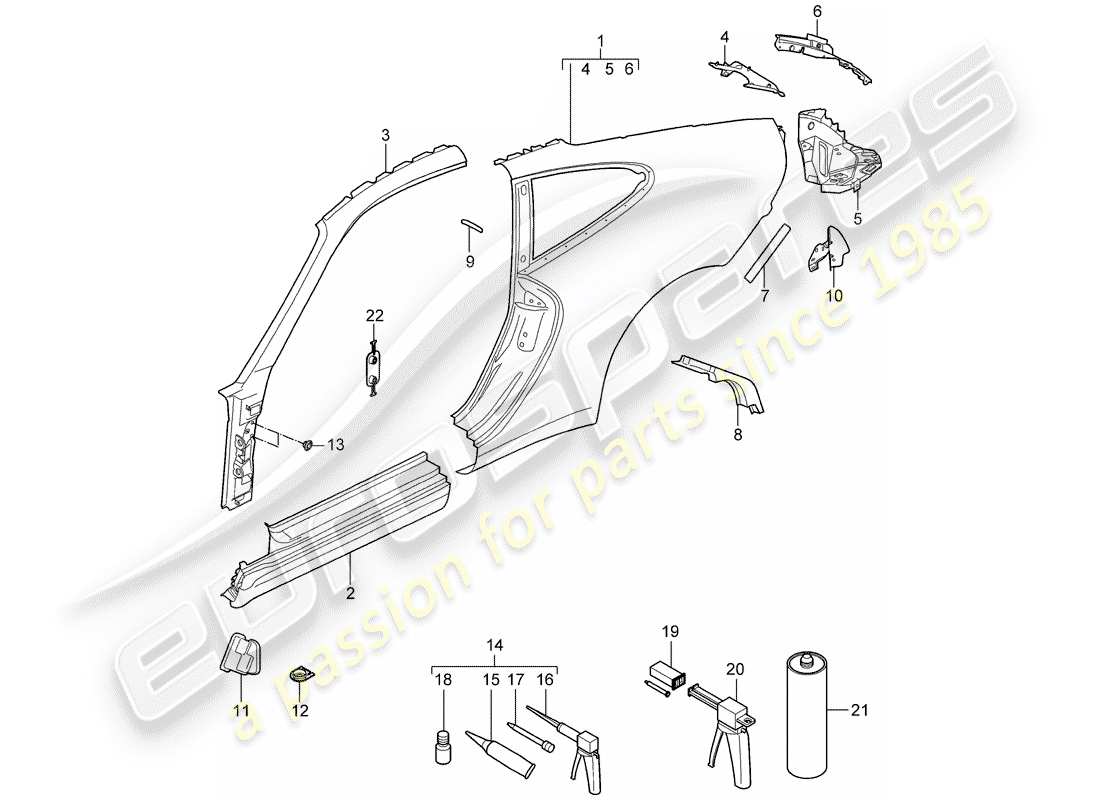 porsche 997 gen. 2 (2011) side panel part diagram