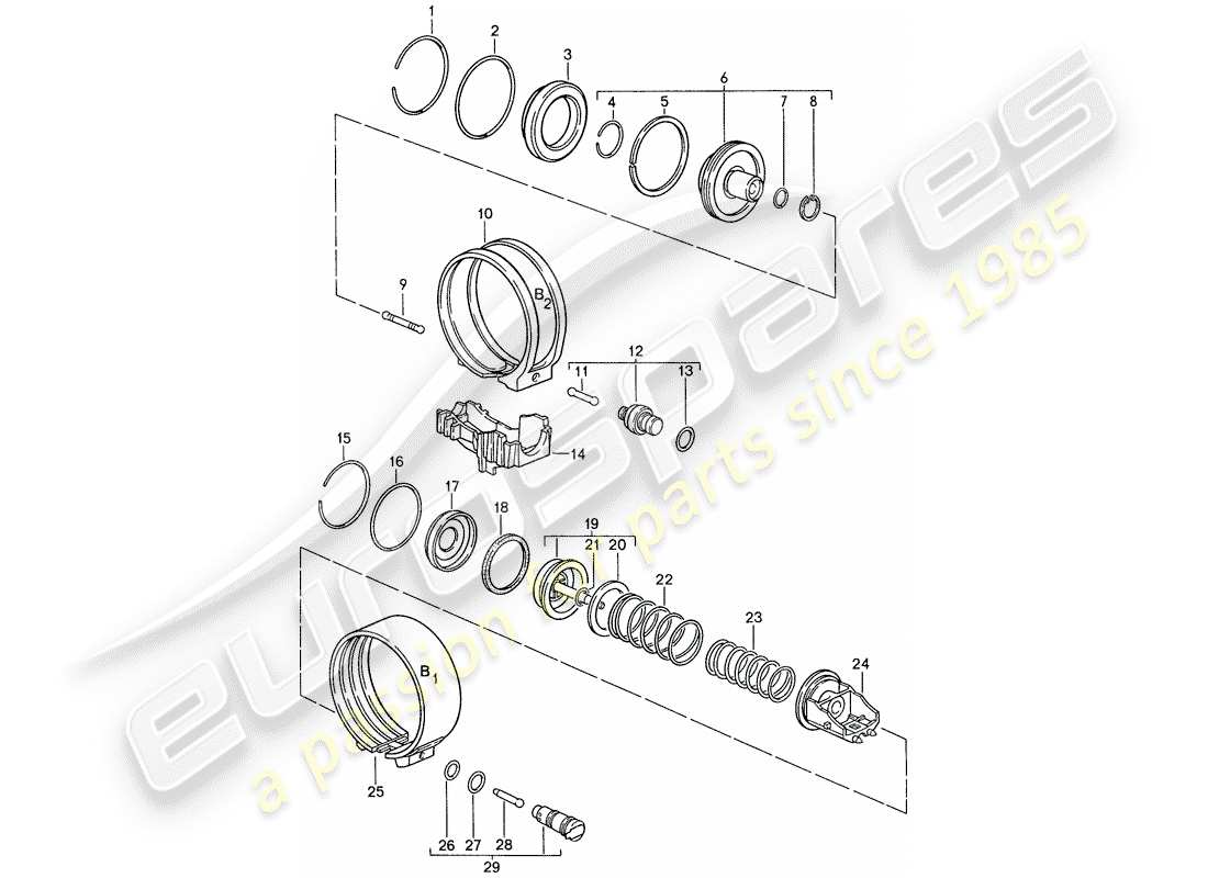 porsche 928 (1989) automatic transmission - brake bands part diagram