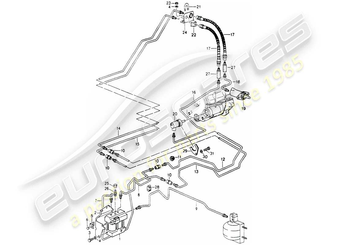 porsche 964 (1993) lock control part diagram