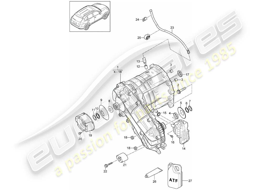 porsche cayenne e2 (2017) transfer box part diagram