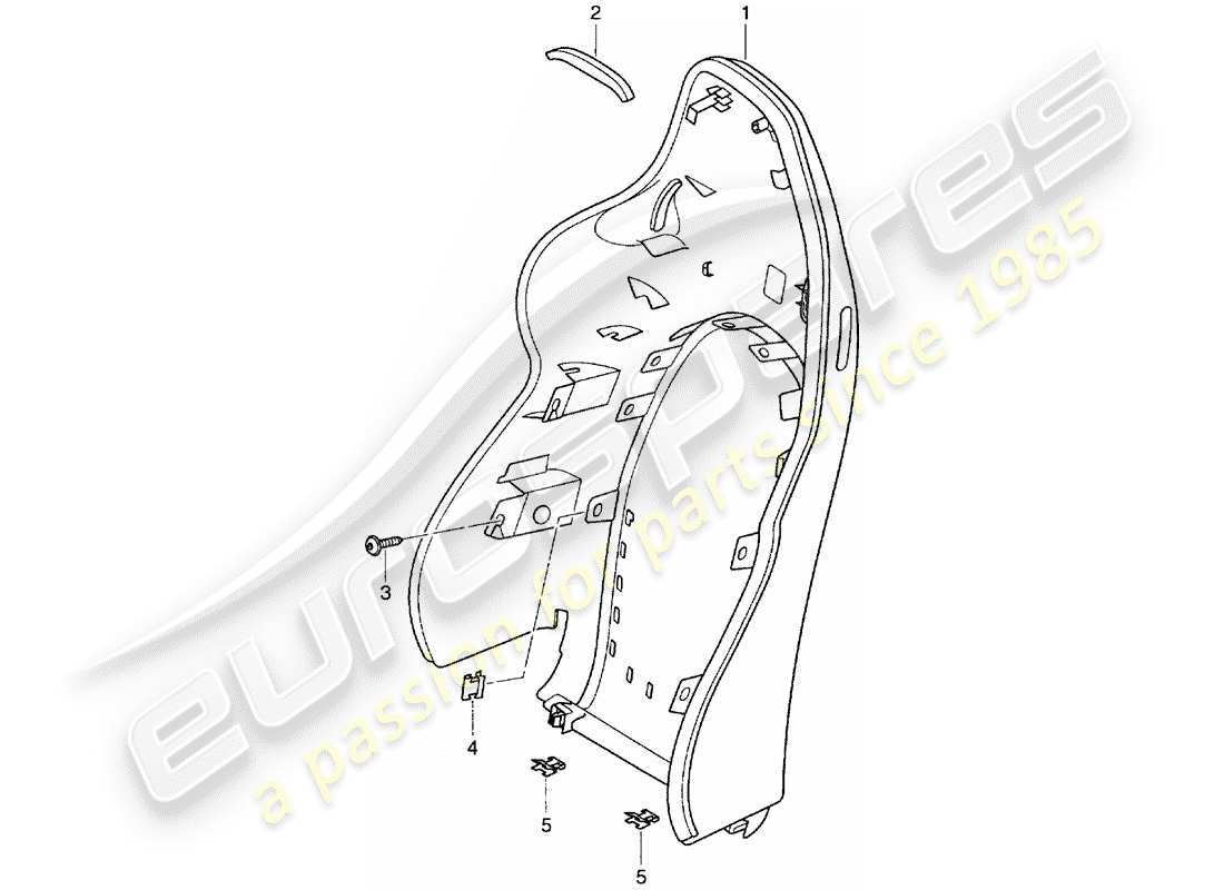 porsche boxster 986 (1999) backrest shell - sports seat part diagram