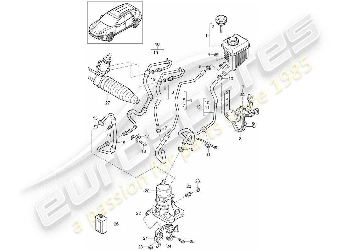 porsche cayenne e2 (2015) power steering part diagram