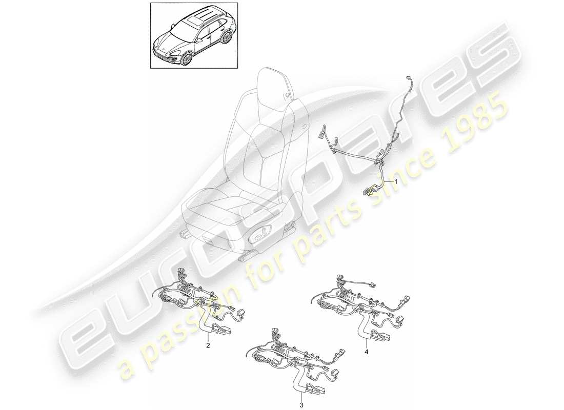 porsche cayenne e2 (2017) wiring harnesses part diagram