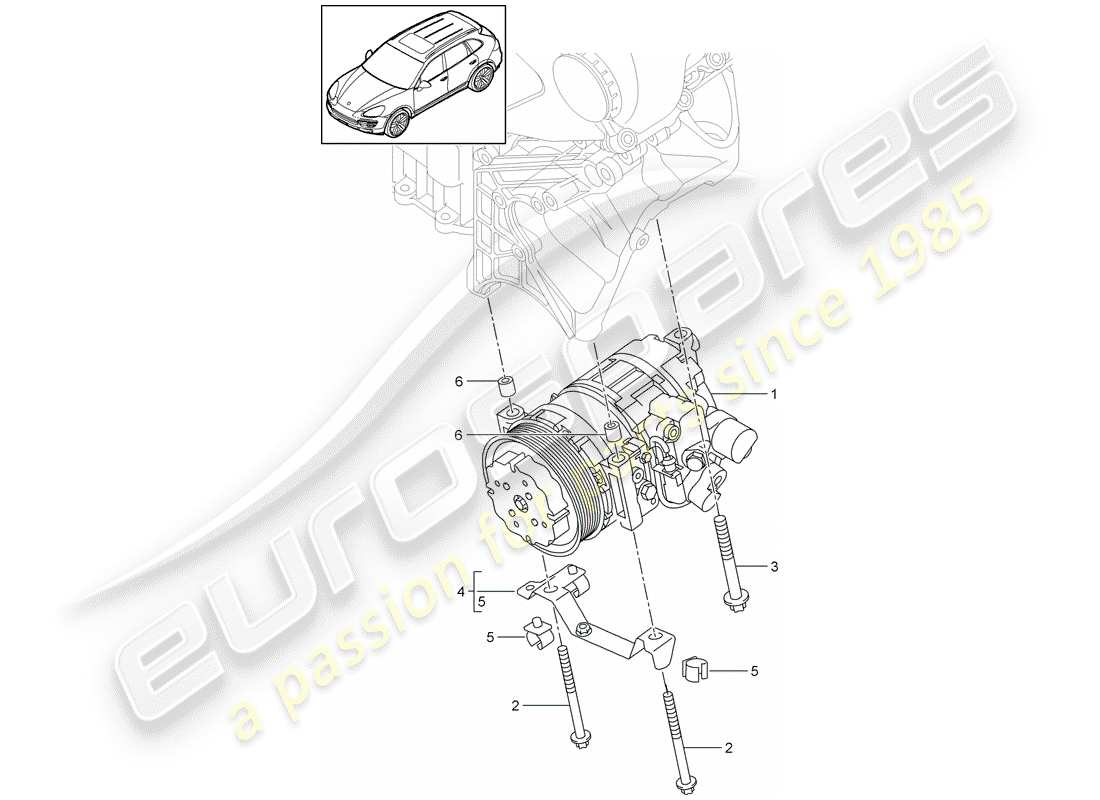 porsche cayenne e2 (2017) compressor part diagram