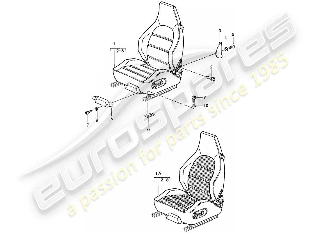 porsche 928 (1983) sports seat - electrically adjustable - d - mj 1985>> part diagram